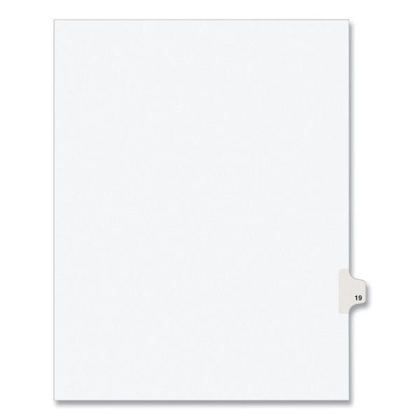 Avery Dennison Numerical Index Tab-19, 8-1/2 x 11", White, PK25 01019